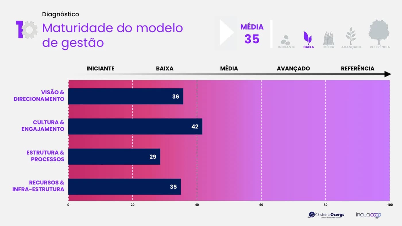 Maturidade do modelo de gestão por dimensão